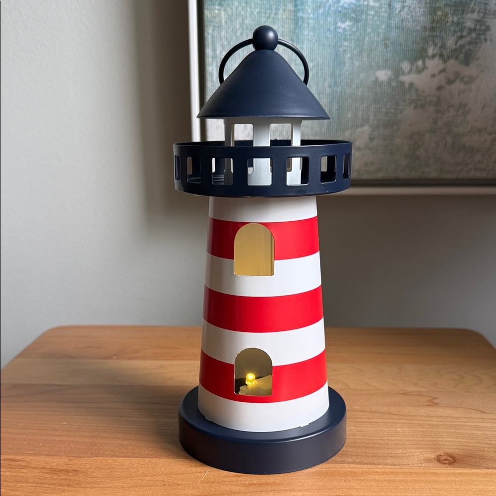 NWT Target Bullseyes Playground Metal Nautical Coastal Lighthouse LED Lantern